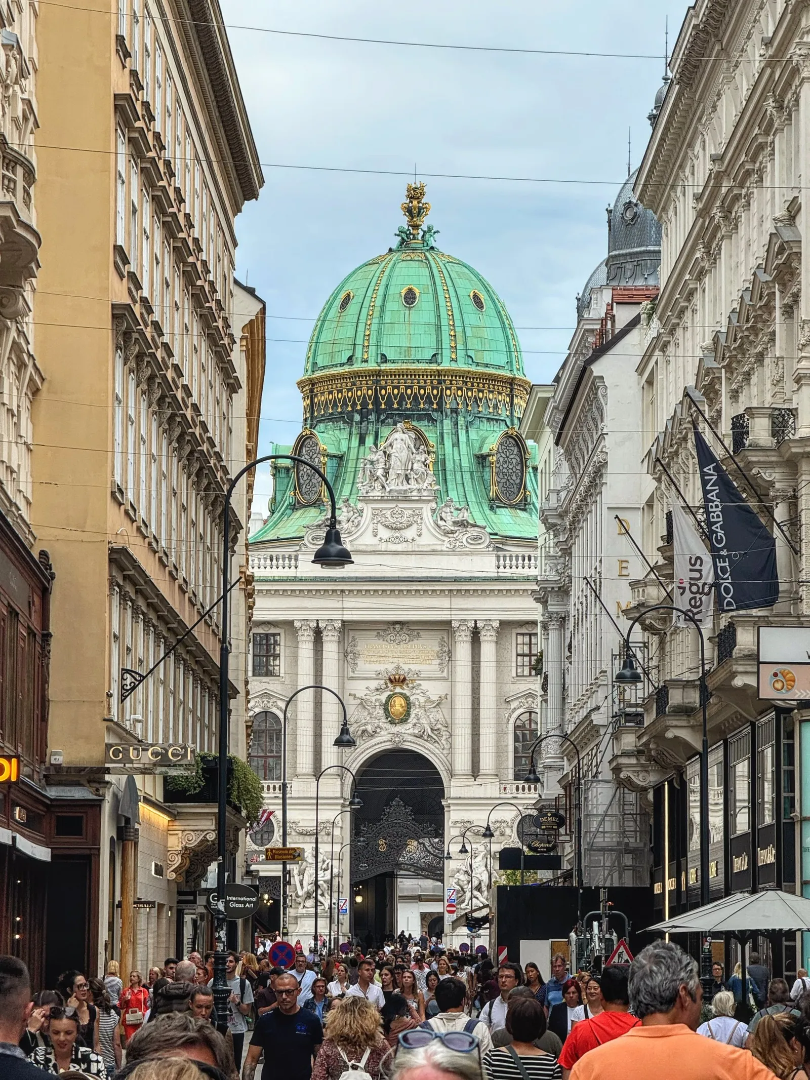 Kohlmarkt street leading to the dome of the Hofburg